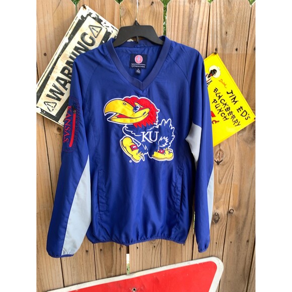 Blue and red Kansas Jayhawks embroidered windbreaker Size M - Picture 10 of 10